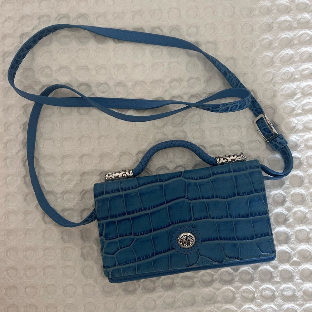 Brighton Blue Croc-Embossed Crossbody Bag